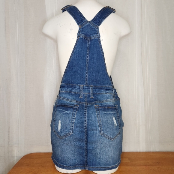 Wax Jeans Women's Juniors Distressed Denim Overall Dress Size Medium. - Picture 9 of 15